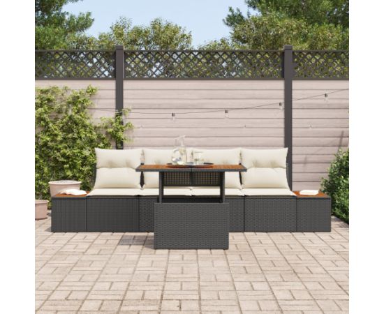 vidaXL 5 Elementowy Zestaw Sof Ogrodowych z Poduszkami Czarny Polirattan Dārza mēbeļu komplekti