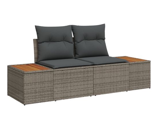 Vidaxl Zestaw 11-elementowy sofa ogrodowa z poduszkami Szary Polirattan Akacja Dārza mēbeļu komplekti