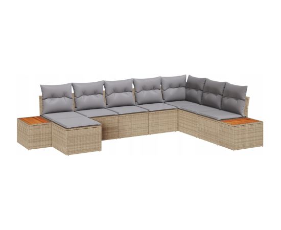 vidaXL 8-częściowy zestaw sof ogrodowych z poduszkami w beżowym polirattanie Dārza mēbeļu komplekti