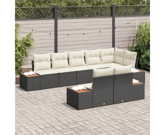 Vidaxl 8-częściowy zestaw sof ogrodowych z poduszkami czarny polirattan akacja Dārza mēbeļu komplekti