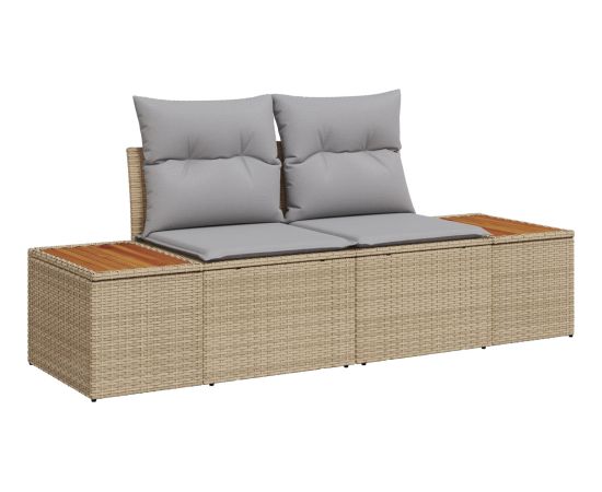 vidaXL 5-częściowy Zestaw Sofy Ogrodowej z Poduszkami Beżowy Poly Rattan Akacja Dārza mēbeļu komplekti