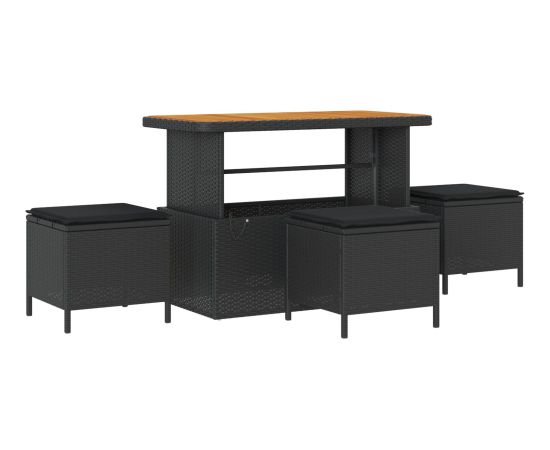 Zestaw sof ogrodowych vidaXL 13-elementowy z poduszkami Czarny Polirattan Akacja Dārza mēbeļu komplekti