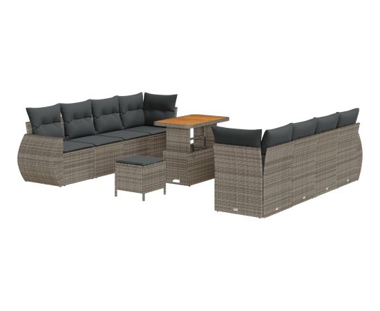 Vidaxl Zestaw 11 elementów sofy ogrodowej z poduszkami szary rattan akacja Dārza mēbeļu komplekti