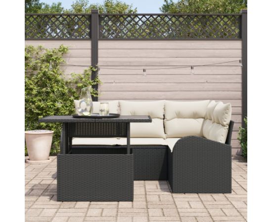 vidaXL 5-częściowy zestaw sof ogrodowych z poduszkami czarny polirattan Dārza mēbeļu komplekti