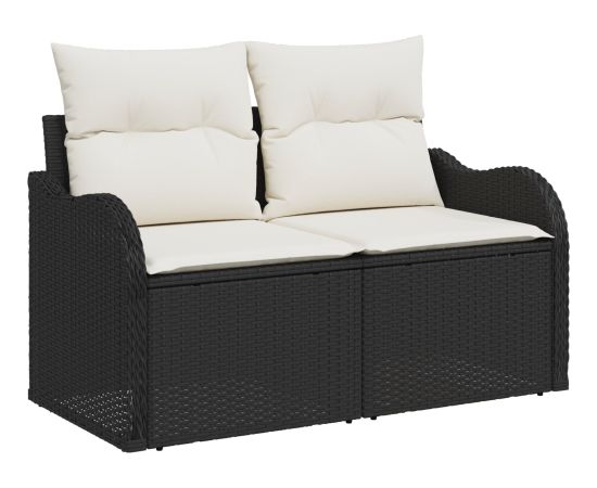 vidaXL 8-częściowy zestaw sof ogrodowych z poduszkami - czarny polirattan akacja Dārza mēbeļu komplekti