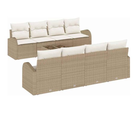 vidaXL 9-częściowy zestaw sof ogrodowych z poduszkami Beżowy Polirattan Dārza mēbeļu komplekti