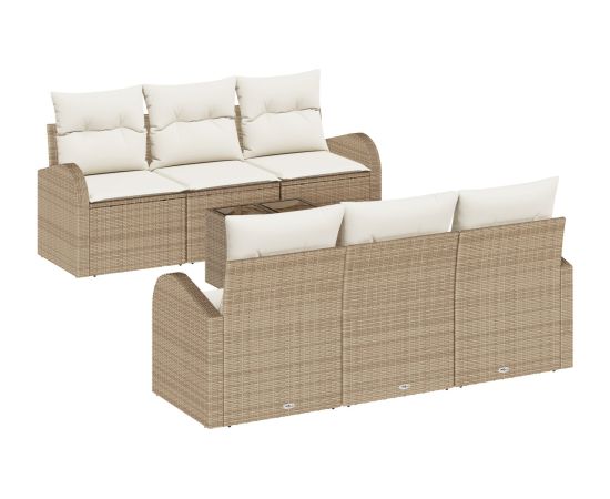 Vidaxl Zestaw 7-elementowy sofy ogrodowej z poduszkami Beżowy Poli Rattan Dārza mēbeļu komplekti