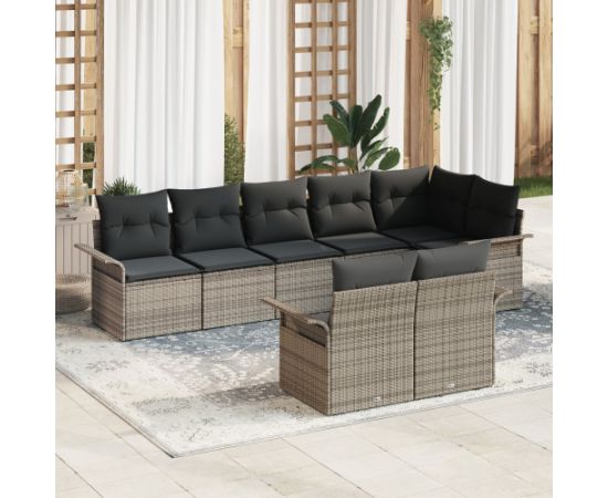 Zestaw 8-elementowy sof ogrodowych vidaXL z poduszkami szary polirattan Dārza mēbeļu komplekti