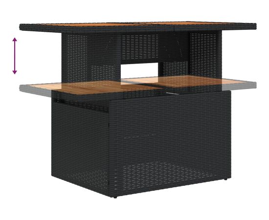 Vidaxl Zestaw 7-elementowy Sofa Ogrodowa z Poduszkami Czarny Polirattan Akacja Dārza mēbeļu komplekti