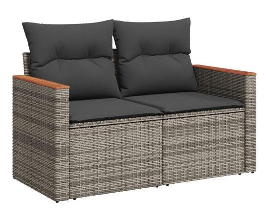 vidaXL 13-częściowy zestaw sof ogrodowych z poduszkami Szary Polirattan Akacja Dārza mēbeļu komplekti