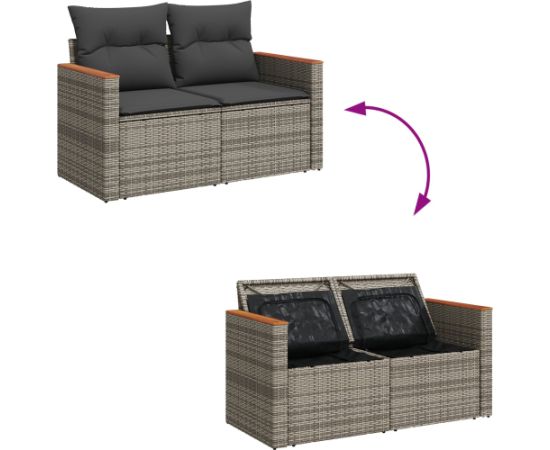 vidaXL 13-elementowy zestaw sofy ogrodowej z poduszkami szary polirattan akacja Dārza mēbeļu komplekti