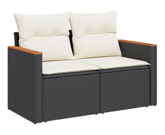 vidaXL 13-częściowy zestaw sof ogrodowych z poduszkami Czarny Polirattan Akacja Dārza mēbeļu komplekti