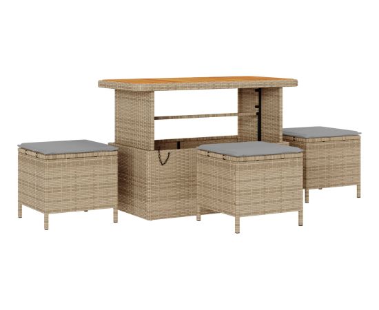 Vidaxl 9-częściowy zestaw sof ogrodowych z poduszkami Beżowy polirattan akacja Dārza mēbeļu komplekti