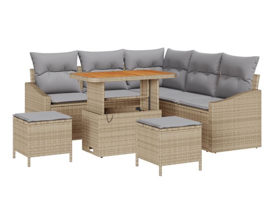 Vidaxl 8-Częściowy Zestaw Sof Ogrodowych z Poduszkami Beżowy Polirattan Akacja Dārza mēbeļu komplekti