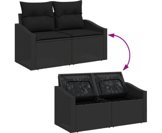 vidaXL 8-częściowy zestaw sof ogrodowych z poduszkami czarny z politanem acacia Dārza mēbeļu komplekti