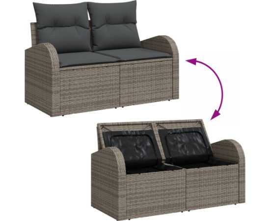 vidaXL 13-elementowy Zestaw Sof Ogrodowych z Poduszkami Szary Poli Rattan Akacja Dārza mēbeļu komplekti