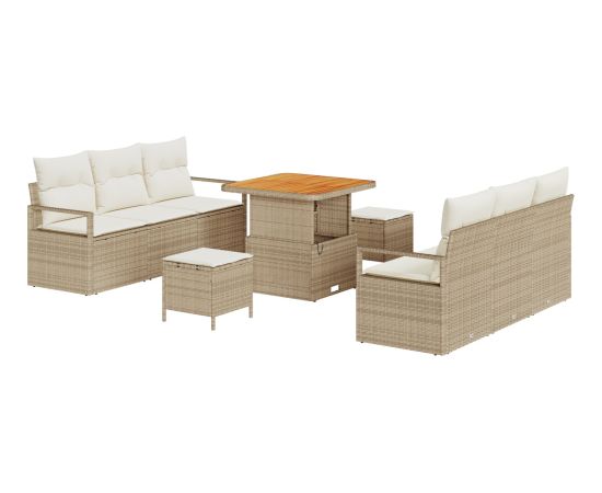 vidaXL 9-częściowy Zestaw Sof Ogrodowych z Poduszkami Beżowy Polirattan Akacja Dārza mēbeļu komplekti