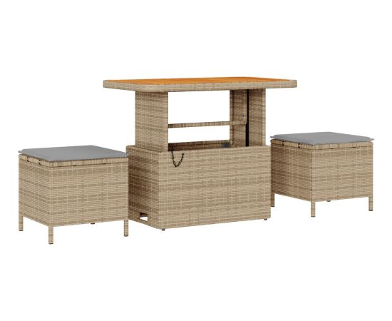 Zestaw Sof Ogrodowych vidaXL 11 Elementów z Poduszkami Beżowy Polirattan Akacja Dārza mēbeļu komplekti