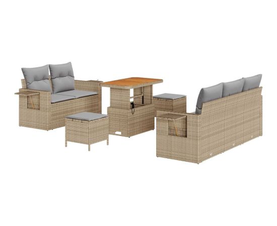 vidaXL 8-częściowy Zestaw Sof ogrodowych z Poduszkami Beżowy Rattan Dārza mēbeļu komplekti