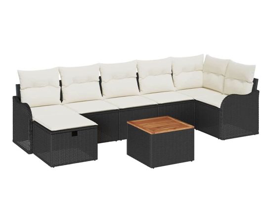 vidaXL 8-częściowy zestaw sof ogrodowych z poduszkami w czarnym kolorze polirattanu Dārza mēbeļu komplekti