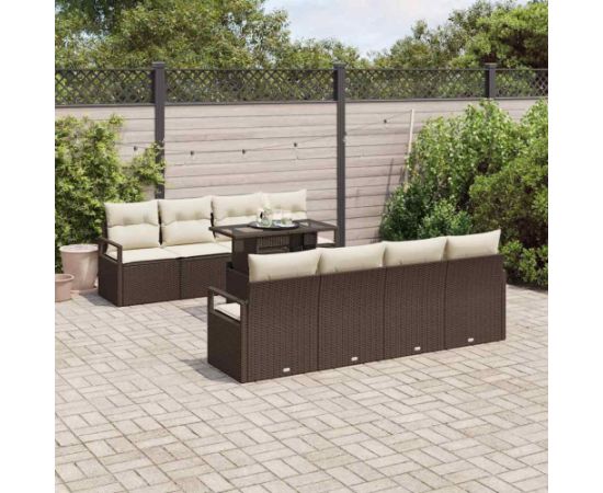 Vidaxl Zestaw 9 Elementów Sof Ogrodowych z Poduszkami Brązowy Polirattan Dārza mēbeļu komplekti