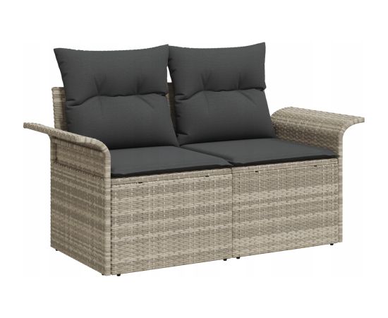 vidaXL 6-częściowy Zestaw Sofowy Ogrodowy z Poduszkami Jasnoszary Poly Rattan Dārza mēbeļu komplekti