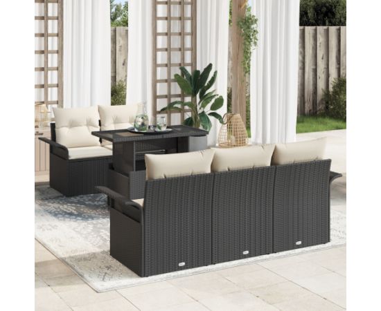 vidaXL Zestaw 6-częściowy Sof Ogrodowych z Poduszkami Czarny Rattan Poli Dārza mēbeļu komplekti