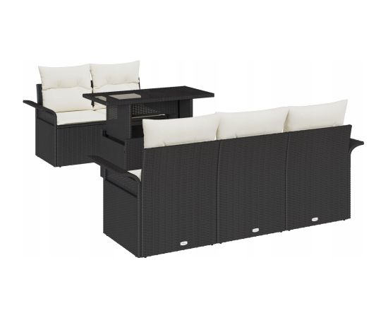 vidaXL Zestaw 6-częściowy Sof Ogrodowych z Poduszkami Czarny Rattan Poli Dārza mēbeļu komplekti