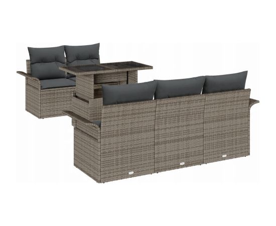 vidaXL 6-częściowy zestaw sof ogrodowych z poduszkami szary polirattan Dārza mēbeļu komplekti