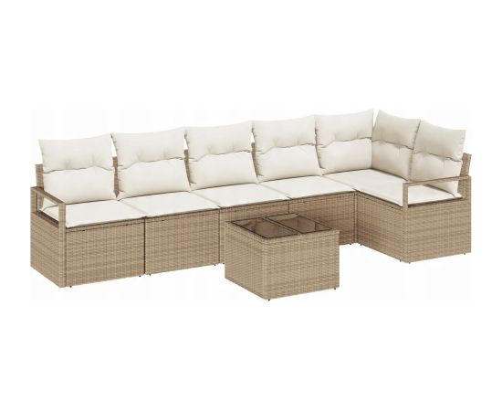 vidaXL 7-częściowy zestaw sof ogrodowych z poduszkami brązowy polirattan Dārza mēbeļu komplekti