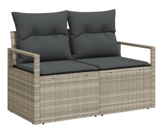 vidaXL 4-częściowy zestaw sof ogrodowych z poduszkami jasnoszary polirattan Dārza mēbeļu komplekti