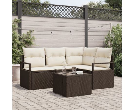 vidaXL 4-elementowy zestaw sofy ogrodowej z poduszkami szara sofa rattanowa Dārza mēbeļu komplekti