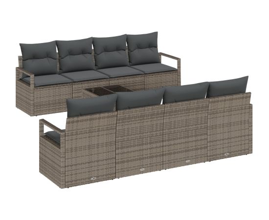 vidaXL 9-częściowy zestaw sof ogrodowych z poduszkami szary poli rattan Dārza mēbeļu komplekti