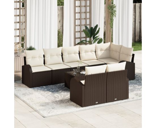 vidaXL 8-częściowy zestaw sof ogrodowych z poduszkami Szary Poli Rattan Dārza mēbeļu komplekti