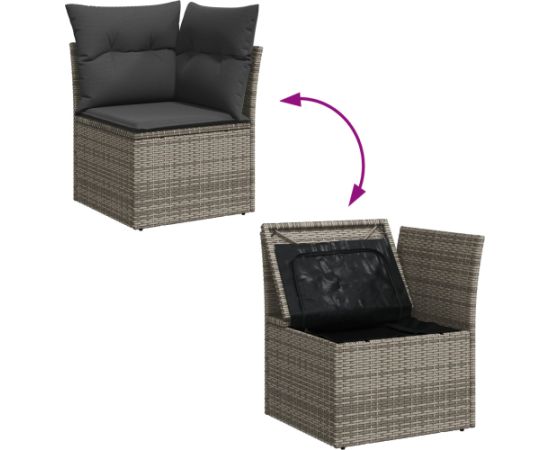 vidaXL 7-częściowy Zestaw Sof Ogrodowych z Poduszkami Szary Polirattan Dārza mēbeļu komplekti