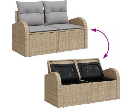 vidaXL 7-częściowy zestaw sof ogrodowych z poduszkami Beżowy Polirattan Dārza mēbeļu komplekti