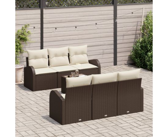 vidaXL 7-częściowy zestaw sof ogrodowych z poduszkami brązowy polirattan Dārza mēbeļu komplekti