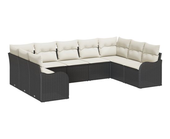 vidaXL 9-częściowy Zestaw Sof Ogrodowych z Poduszkami Czarny Polirattan Dārza mēbeļu komplekti