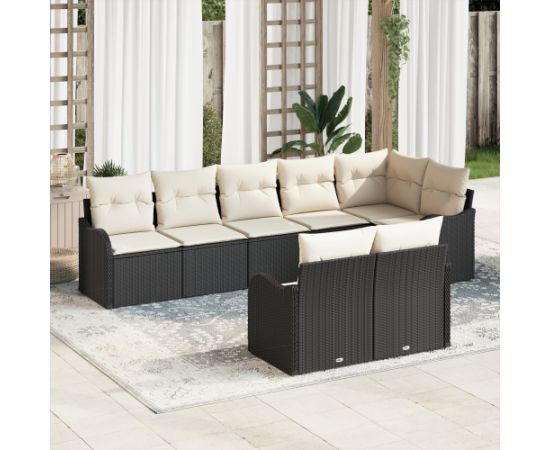 vidaXL Zestaw 8 częściowych sof ogrodowych z poduszkami Czarny Polirattan Dārza mēbeļu komplekti