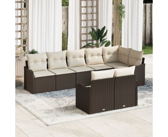 vidaXL 8-częściowy zestaw sof ogrodowych z poduszkami Brązowy Poli Rattan Dārza mēbeļu komplekti