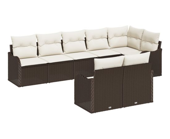 vidaXL 8-częściowy zestaw sof ogrodowych z poduszkami Brązowy Poli Rattan Dārza mēbeļu komplekti