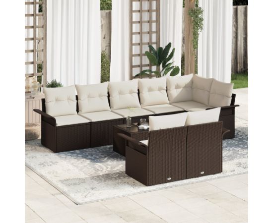 Zestaw sof ogrodowych vidaXL 8 częściowy z poduszkami w szarym polirattanie Dārza mēbeļu komplekti