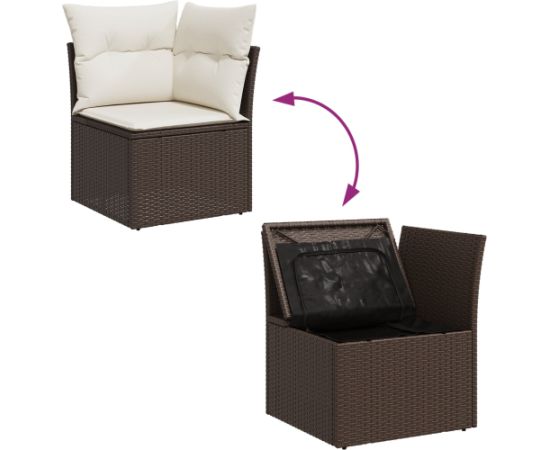 Zestaw sofy ogrodowej vidaXL 8-elementowy z poduszkami Brązowy polirattan Dārza mēbeļu komplekti