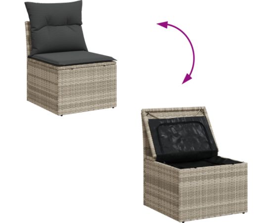 Zestaw sof ogrodowych vidaXL 9 elementów z poduszkami jasnoszary polirattan Dārza mēbeļu komplekti