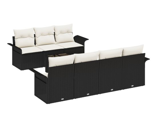 vidaXL 8-częściowy Zestaw Sof Ogrodowych z Poduszkami Czarny Polirattan Dārza mēbeļu komplekti