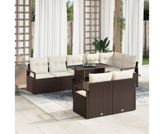 vidaXL 9-częściowy zestaw sof ogrodowych z poduszkami brązowy polirattan Dārza mēbeļu komplekti