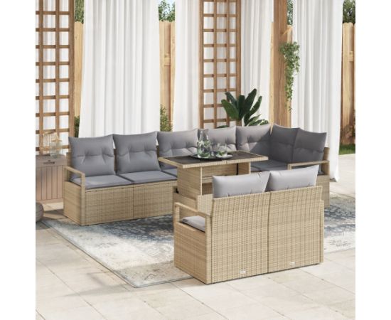 vidaXL 9-częściowy zestaw sof ogrodowych z poduszkami beżowy polirattan Dārza mēbeļu komplekti