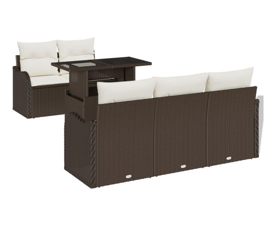 vidaXL 6-częściowy zestaw sof ogrodowych z poduszkami brązowy polirattan Dārza mēbeļu komplekti