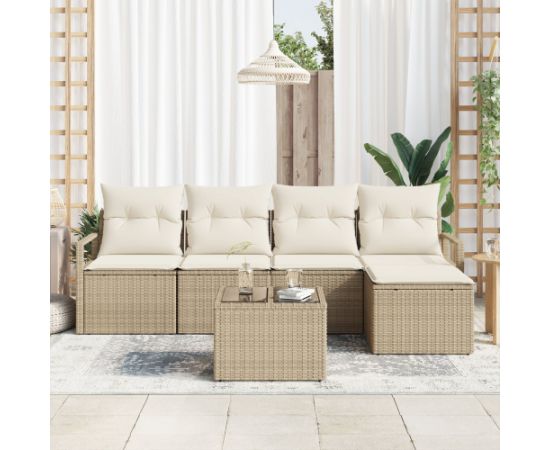 vidaXL 6-cz. zestaw sof ogrodowych z poduszkami brązowy poli rattan Dārza mēbeļu komplekti