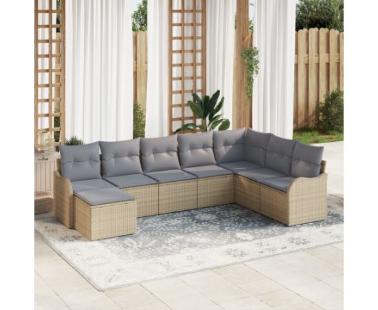 Vidaxl 8-częściowy zestaw kanapowy do ogrodu z poduszkami beżowy polirattan Dārza mēbeļu komplekti